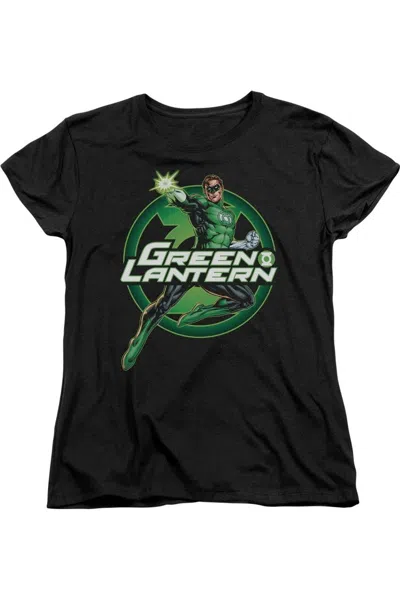Gildan Justice League Of America Lantern Glow Short Sleeve Womens Tee / T-shirt In Black