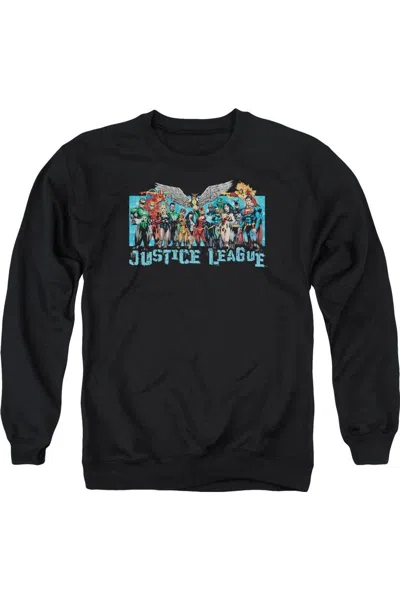 Gildan Justice League Of America League Lineup Adult Crewneck Sweatshirt In Black