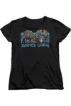 Gildan Justice League Of America League Lineup Short Sleeve Womens Tee / T-shirt In Black