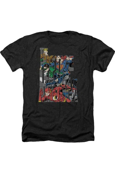 Gildan Justice League Of America Lettered League Adult Heather Tee / T-shirt In Black