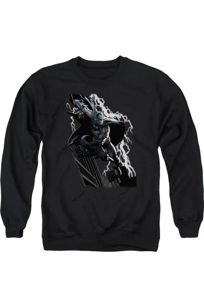 Gildan Justice League Of America Lighting Crashes Adult Crewneck Sweatshirt In Black