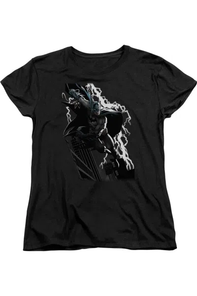 Gildan Justice League Of America Lighting Crashes Short Sleeve Womens Tee / T-shirt In Black