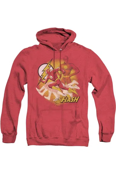 Gildan Justice League Of America Lightning Fast Adult Heather Hoodie / Hooded Sweatshirt In Red