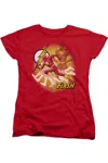 Gildan Justice League Of America Lightning Fast Short Sleeve Womens Tee / T-shirt In Red