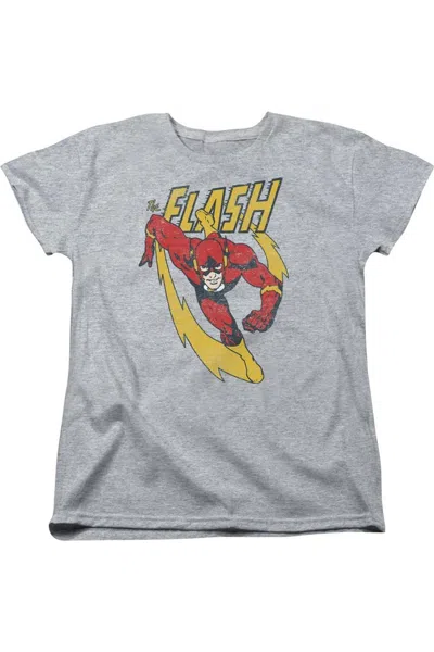 Gildan Justice League Of America Lightning Trail Short Sleeve Womens Tee / T-shirt In Gray