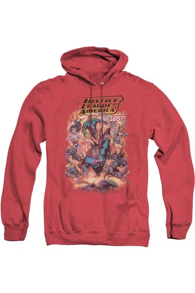 Gildan Justice League Of America Lost Adult Heather Hoodie / Hooded Sweatshirt In Red