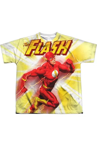 Gildan Kids' Justice League Of America Motion Blur Short Sleeve Youth Poly Crew Tee / T-shirt In Yellow