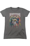 Gildan Justice League Of America Neighborhood Watch Short Sleeve Womens Tee / T-shirt In Pink