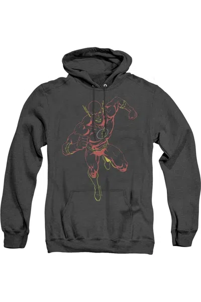 Gildan Justice League Of America Neon Flash Adult Heather Hoodie / Hooded Sweatshirt In Black