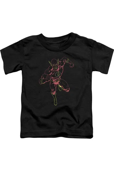 Gildan Kids' Justice League Of America Neon Flash Short Sleeve Juvenile Tee / T-shirt In Black