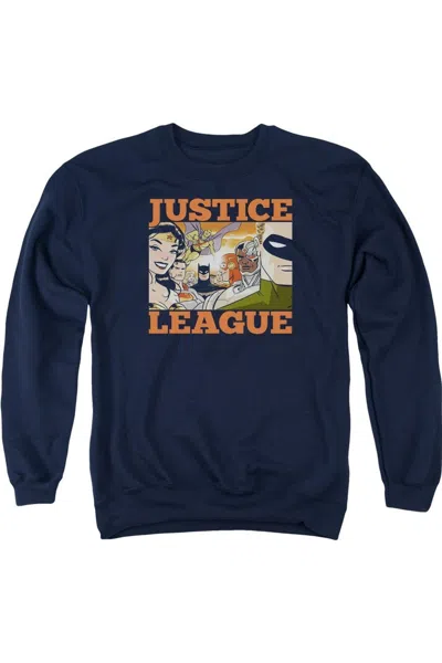 Gildan Justice League Of America New Dawn Group Adult Crewneck Sweatshirt In Blue