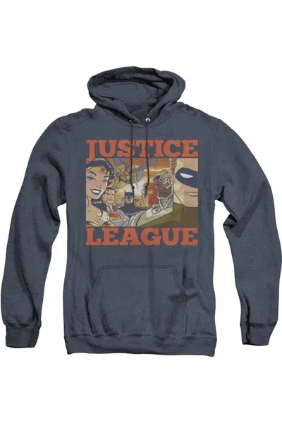 Gildan Justice League Of America New Dawn Group Adult Heather Hoodie / Hooded Sweatshirt In Blue