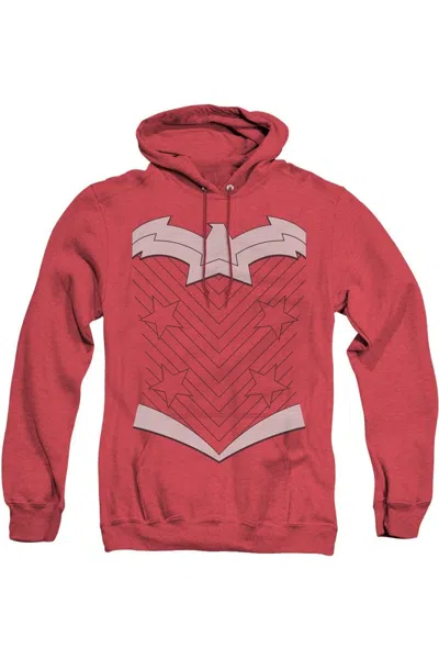 Gildan Justice League Of America New Wonder Woman Uniform Adult Heather Hoodie / Hooded Sweatshirt In Red