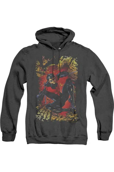 Gildan Justice League Of America Nightwing #1 Adult Heather Hoodie / Hooded Sweatshirt In Black