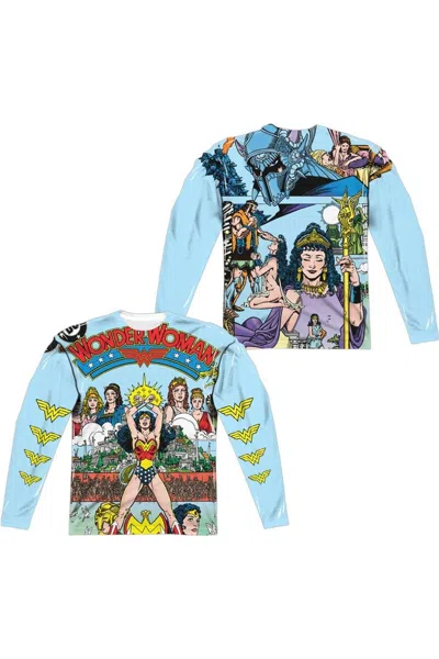 Gildan Justice League Of America No 1 Cover (front/back Print) Long Sleeve Adult Poly Crew Tee / T-shirt In Multi