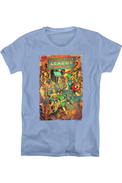 Gildan Justice League Of America No 212 Vintage Short Sleeve Womens Tee / T-shirt In Blue