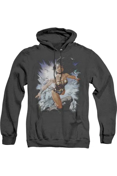 Gildan Justice League Of America Of Themyscira Adult Heather Hoodie / Hooded Sweatshirt In Black