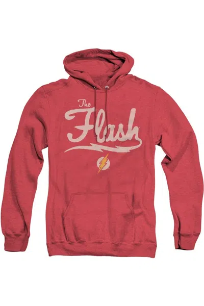 Gildan Justice League Of America Old School Flash Adult Heather Hoodie / Hooded Sweatshirt In Red
