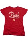 Gildan Justice League Of America Old School Flash Short Sleeve Womens Tee / T-shirt In Red