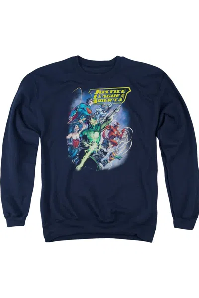 Gildan Justice League Of America Onward Adult Crewneck Sweatshirt In Blue