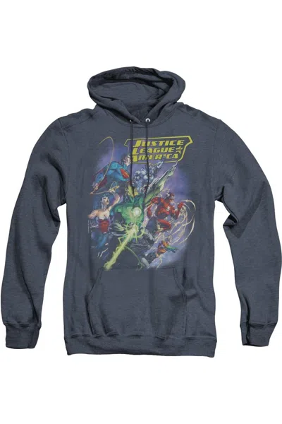 Gildan Justice League Of America Onward Adult Heather Hoodie / Hooded Sweatshirt In Blue