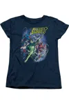 Gildan Justice League Of America Onward Short Sleeve Womens Tee / T-shirt In Blue