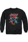 Gildan Justice League Of America Pixel League Adult Crewneck Sweatshirt In Black