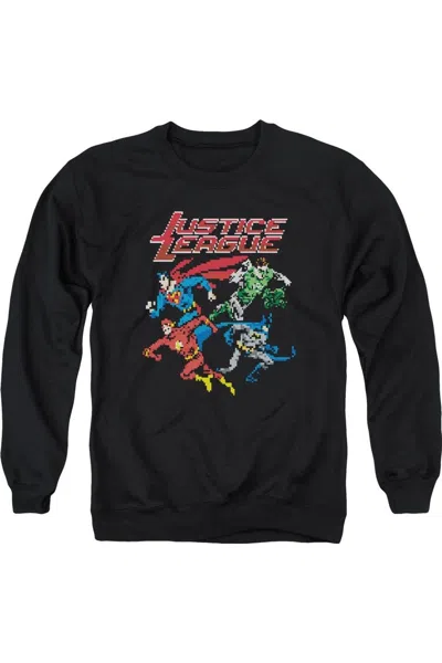 Gildan Justice League Of America Pixel League Adult Crewneck Sweatshirt In Black