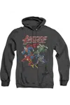 Gildan Justice League Of America Pixel League Adult Heather Hoodie / Hooded Sweatshirt In Black