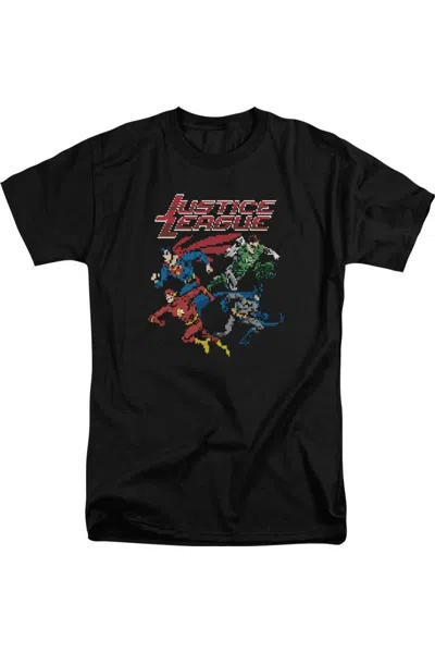 Gildan Justice League Of America Pixel League Short Sleeve Adult Tall Tee / T-shirt In Black