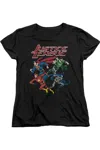 Gildan Justice League Of America Pixel League Short Sleeve Womens Tee / T-shirt In Black