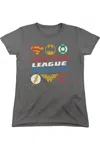 Gildan Justice League Of America Pixel Logos Short Sleeve Womens Tee / T-shirt In Pink