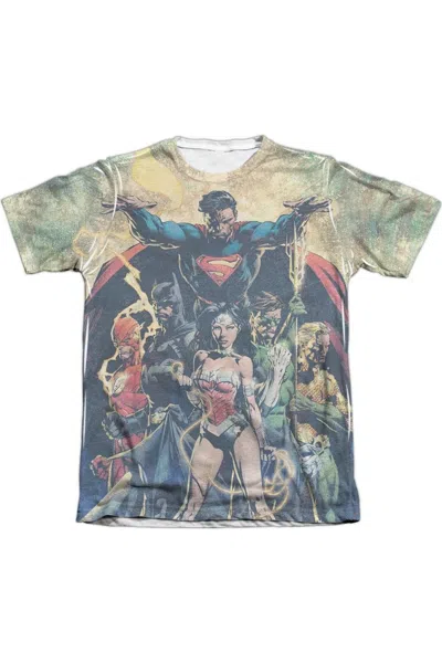 Gildan Justice League Of America Power Adult Poly/cotton Short Sleeve Tee / T-shirt In White