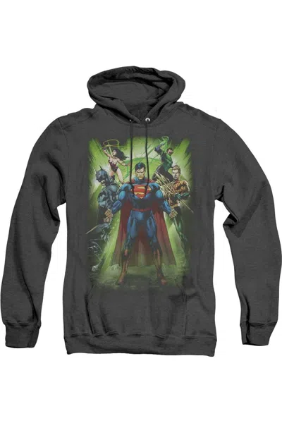 Gildan Justice League Of America Power Burst Adult Heather Hoodie / Hooded Sweatshirt In Black
