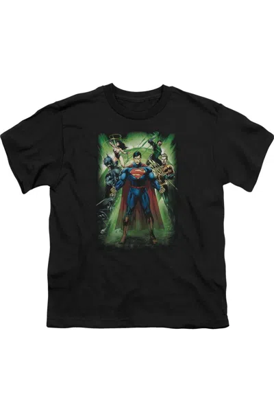 Gildan Kids' Justice League Of America Power Burst Short Sleeve Toddler Tee / T-shirt In Black