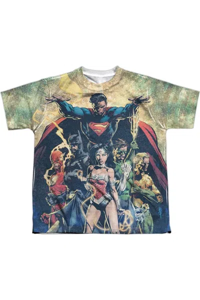 Gildan Kids' Justice League Of America Power Short Sleeve Youth Poly Crew Tee / T-shirt In Green
