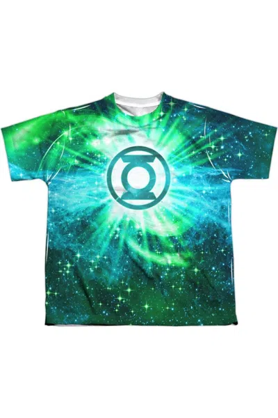 Gildan Kids' Justice League Of America Power Swirl (front/back Print) Short Sleeve Youth Poly Crew Tee / T-shirt In Green