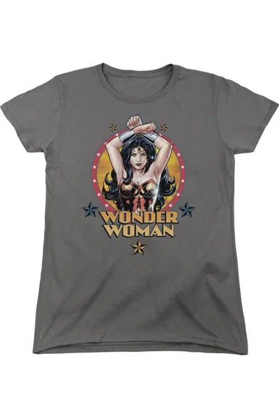 Gildan Justice League Of America Powerful Woman Short Sleeve Womens Tee / T-shirt In Pink