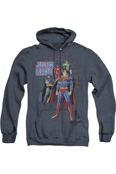 Gildan Justice League Of America Protectors Adult Heather Hoodie / Hooded Sweatshirt In Blue