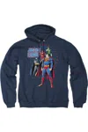 Gildan Justice League Of America Protectors Adult Pull Over Hoodie / Hooded Sweatshirt In Blue