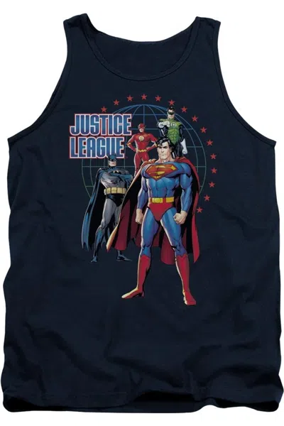 Gildan Justice League Of America Protectors Adult Tank Top In Blue