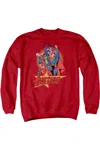 Gildan Justice League Of America Raise Your Fist Adult Crewneck Sweatshirt In Red