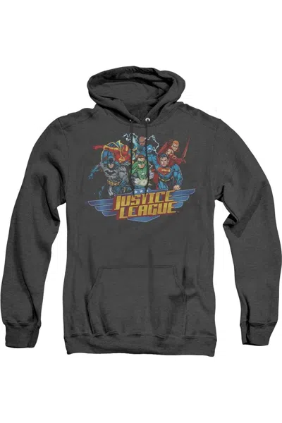 Gildan Justice League Of America Ready To Fight Adult Heather Hoodie / Hooded Sweatshirt In Black