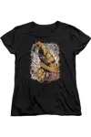 Gildan Justice League Of America Reversed Short Sleeve Womens Tee / T-shirt In Black
