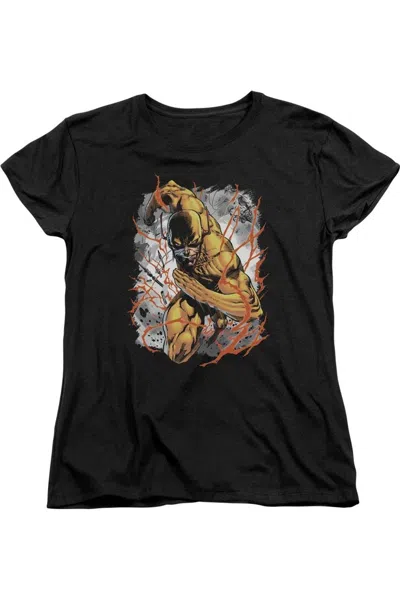 Gildan Justice League Of America Reversed Short Sleeve Womens Tee / T-shirt In Black