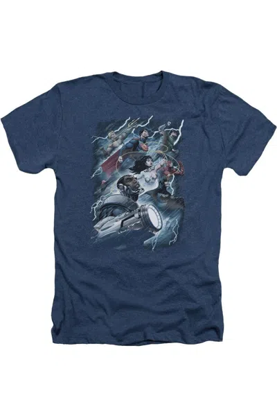Gildan Justice League Of America Ride The Lightening Short Sleeve Adult Tee / T-shirt In Blue