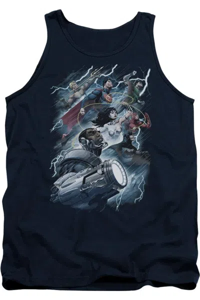 Gildan Justice League Of America Ride The Lightening Adult Tank Top In Blue