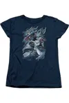 Gildan Justice League Of America Ride The Lightening Short Sleeve Womens Tee / T-shirt In Blue