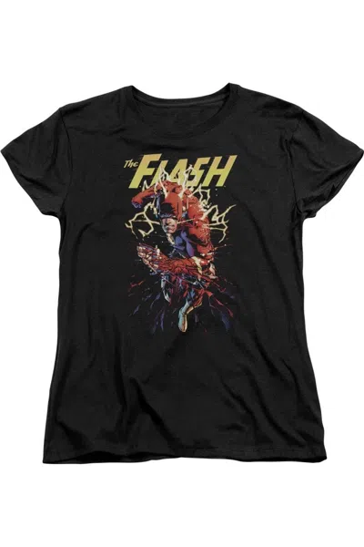 Gildan Justice League Of America Ripping Apart Short Sleeve Womens Tee / T-shirt In Black