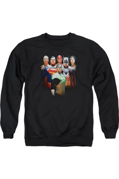 Gildan Justice League Of America Roll Call Adult Crewneck Sweatshirt In Black